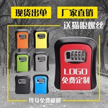 Password lock box decoration company construction site cat eye door mirror wall-mounted key storage box homestay metal anti-theft storage