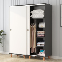 Wardrobe home bedroom simple solid wood modern simple wardrobe sliding door children hanging wardrobe assembly rental room