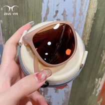 Charlower folding sunglasses female anti-ultraviolet light intense light tea color polarized glasses myopia sunglasses male driving advanced senses