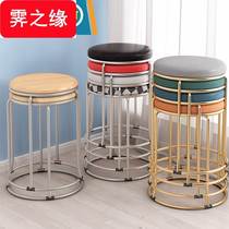 Home Stool Thickening Plastic High Stool Table Bench Stackable minimalist fashion wood stools sturdy rebar round stool