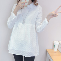 Pregnant baby shirt Spring and Autumn new long sleeve white cotton shirt fashion Joker overwear Korean base shirt
