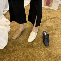 Baotou half slippers female ins tide summer wear Fashion Net red wild wild flat lazy shoes leather Muller slippers
