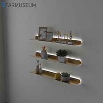 Simple Nordic luminous wall shelf bookshelf Wall Wall wall partition living room one-word board display rack