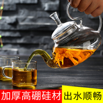 High temperature resistant teapot thickened glass teapot Tea making high handle pot Kung Fu tea set Stainless steel spring filter set