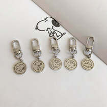 ins Wind Snoopy metal round brand for airpodspro Bluetooth headset protective cover pendant bag key chain couple
