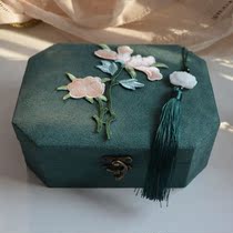 Jewelry box fluff double layer Chinese style jewelry box bracelet storage box storage box necklace earrings retro jewelry box