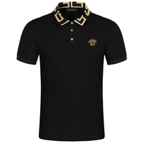 Versace Versace short-sleeved 2021 summer new item pure cotton half-sleeved top loose lapel t-shirt polo shirt men