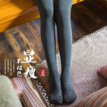 2021 autumn and winter New leggings women wear lace pantyhose plus velvet padded padded foot high waist Japanese warm pants