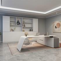 White paint boss table light luxury men and women chief desk Technology sense big class Fashion medical beauty office table and chair combination