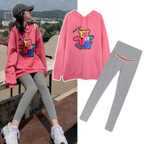 Pregnant women's clothing spring and autumn suit out fashion loose net red coat large size advanced sense long two-piece set