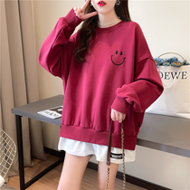 Pregnant woman Spring and autumn money 2022 new weathers going out to fashion online red T-shirt big code womens spring and autumn season with undershirt blouses