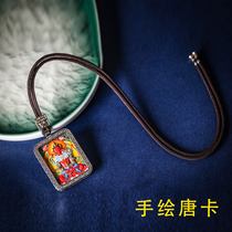 High content cinnabar hand painted thangka 925 silver frame hand-woven rope hand-drawn stylish minimalist