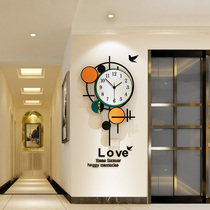 Net red watch wall clock Living room light luxury modern simple decoration background wall hanging table household fashion wall clock lamp