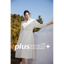 PLUSMALL Yang Tianzhen Big code Girl with early spring Fat mm Middle-length coat French style casual closedown windcoat jacket woman