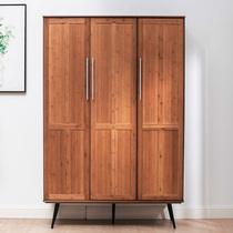 Bamboo wardrobe Solid wood bedroom high-legged simple modern storage partition layer hanging clothes economical rental house cabinet