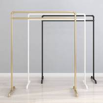 Thickened balcony steel tube clothes hanger floor type water pipe hanging clothes single lever indoor outerwear cabinet overbearing shelving sub