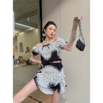 Sweet and cool skirt two-piece female casual salt fried street dress female summer hot girl bubble sleeve shirt
