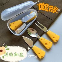 Super cute cheese knife and fork tableware three-piece spoon Korean cute fruit fork stainless steel household bread sauce knife