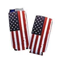 6PCS USA Flag Slim Can Cooler Sleeves Beer Skinny 12oz 32o