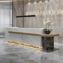 Company Reception Desk Marble Grain reception desk Mei Yong House Cashier Desk Hotel Lobby Counter Front Desk Baking Varnish Bar