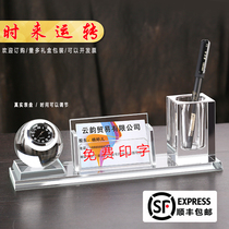 Business card box desktop set-up high-end business large-capacity transparent crystal card business card storage box Creative put business card shelf set-top business card holder personalized business card holder customization