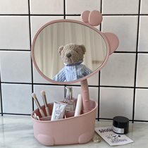 ins wind girl heart cute desktop desktop makeup mirror Dormitory net red mirror Princess rotating storage dressing mirror
