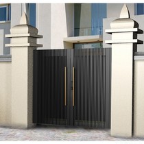 Modern simple wrought iron gate courtyard door Villa household wall double open door into the house light luxury galvanized yard door