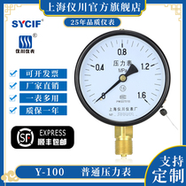 Shanghai Yichuan instrument radial negative pressure vacuum pressure gauge Y100 water pressure hydraulic pressure gauge 0-1 6MPa