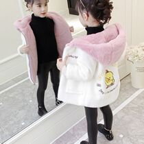 Girls jacket 2022 new children with long and velvety thickened foreign air blouses little girl cotton clothes autumn winter childrens clothes