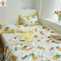 Air-conditioning quilt cotton spring and autumn quilt machine washable four seasons thin quilt Light childrens summer cool quilt cotton childrens three-piece set