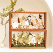 Wooden photo frame dry flower preserving diy floral hollow solid double-sided transparent acrylic display case swinging table