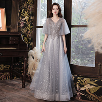 Large size evening dress women fat mm thin 2021 New banquet temperament noble long annual dress dress dress dress 200 Jin
