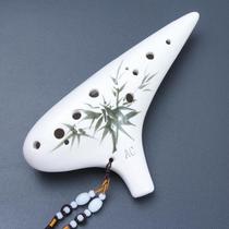 Hong Xiao Ocarina 12 holes professional c playing grade blowing musical instrument Hand-painted ancient Xun entry ancient playing type craft 