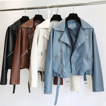 Leather jacket women short 2021 Spring and Autumn New Korean fashion Joker loose high waist retro locomotive jacket