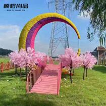 Rotten wood Dutch windmill scenic park kindergarten display ornaments rotating windmill decoration