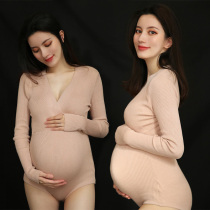 New pregnant womens private room photo photography clothing pregnant mommy photo sexy V collar sexy knitted pregnant womens photo clothing