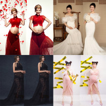 Pregnant Woman Photos Clothing High-end Exhibition New White Sexy Fashion Minimalist Movie art Writing True Filming Clothing
