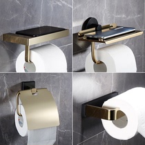 Light luxury all copper black gold toilet bathroom toilet hand roll paper holder Paper towel holder Toilet paper holder Free hole pumping paper box