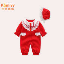 Baby jumpsuit spring and autumn newborn clothes female baby super Foreign Princess full moon