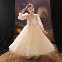 Princess dress girl spring and autumn high-end foreign style dress puffy gauze 2021 new host birthday performance flower dress summer