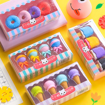 Children Erasers Creative Styling Elementary School Kids Kindergarten Special Donut Ice Cream Bar Candy candy Sweet Drum