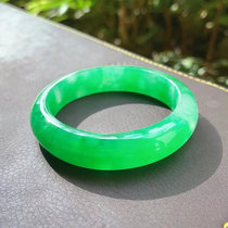Myanmar natural jade ice seed Green floating flower jade bracelet custom original stone wool clear bottom Jade Light semi-bright material