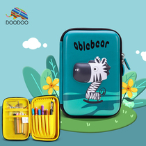 doodoo Primary school student stationery box Cute cartoon 3D three-dimensional pen bag male and female children stationery storage box large capacity