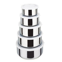 Red iron Pu 5-piece stainless steel fast food box refrigerator crisper sealed box with lid round food refrigerated storage