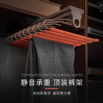German Xonmu trouser rack wardrobe built-in telescopic household top-mounted damping slide rail hardware accessories hanging pants storage