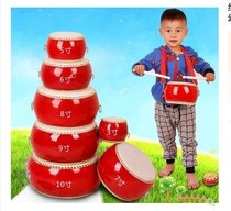 0-3 years old 3 4 inch childrens drum toy rattle hand drum drum stick waist drum baby bronze drum puzzle with music child