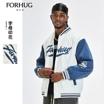 (Mena same style) American baseball jersey jacket mens spring and autumn letter print contrast contrast stitching loose tide brand jacket