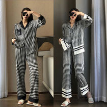 Thousand bird pajamas autumn women Spring and Autumn large size student ins Korean version loose long sleeve home suit suit can be worn outside