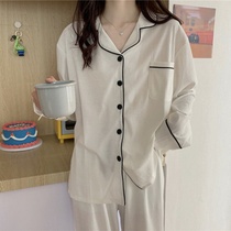 Korean version of pajamas womens spring and autumn thin long-sleeved cardigan simple and sweet autumn and winter can be worn outside the student home suit suit