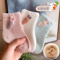 Plush socks thickened Baby Baby Baby autumn and winter warm Terry socks newborn boys and women cute doll floor socks
